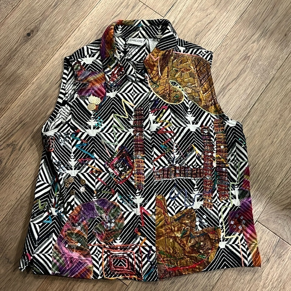 CHICO’S embellished vest, size 2 (large)